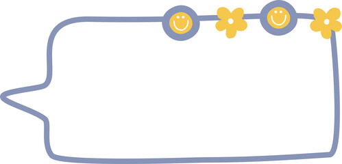 Fototapeta premium Cute hand draw blue and yellow color speech bubble balloon icon sticker memo keyword planner text box banner, flat png transparent element design