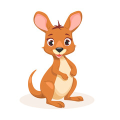 Cute cartoon Kangaroo, wild animal baby kangaroo. Nature safari little kangaroo vector illustration isolated on white background.