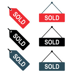 Set of Sold Tag Stickers Icons - Vector Illustration Isolated on White Background