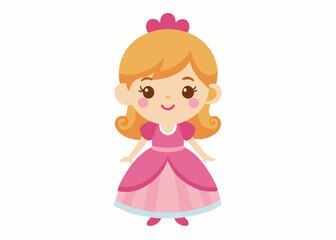 Little Princess in a pink dress isolated on a white background