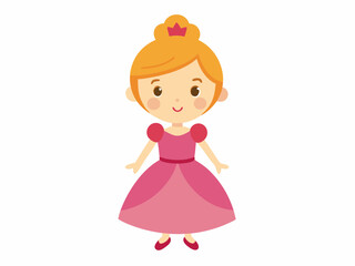 Little Princess in a pink dress isolated on a white background