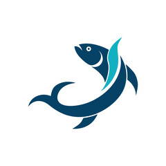 Fish jumping out of the water, vector icon