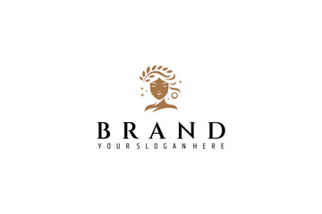 Abstract goddess woman logo in flat design style