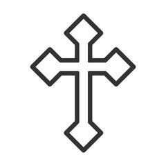Fototapeta premium Cross vector shape symbol. Christianity sign. Christian religion icon. Catholic and protestant faith logo or image. Gothic crucifix. Black silhouette isolated on white background.