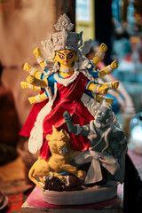 Making of goddess Durga Idol. These idols are made for Durga puja, the biggest festival of Kolkata,...