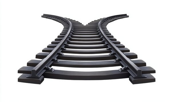 recommend clip art: Railway train track  route. Rail pattern round circular curve railroad path icon, Generative AI