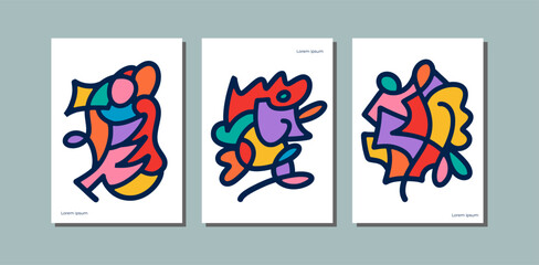 Abstract unique line and shape wall decor, print art