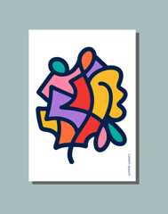 Abstract unique line and shape wall decor, print art