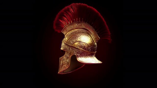 An exquisite Ancient Roman Gladiator Helmet adorned with a striking Red Plume feature