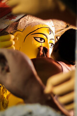 Making of goddess Durga Idol. These idols are made for Durga puja, the biggest festival of Kolkata,...