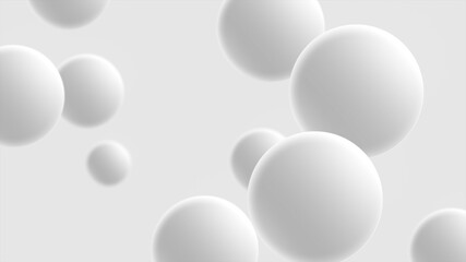 Balls Looping Background, Group of white Balls, flying circle ball, white Balls floating Background, white Spheres Abstract Background