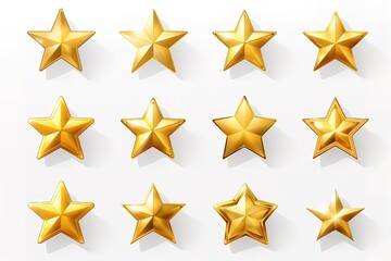 Obraz premium A golden star with a reflective surface and a three-dimensional design against a white backdrop.