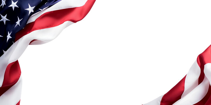 american flag in corner isolated on white