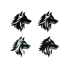 Wolf Head Logo Design Silhouette Vector Collection