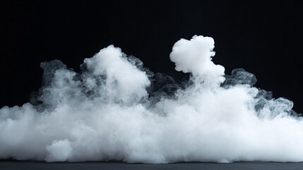 Obraz premium Swirling Dry Ice Smoke Clouds Billowing in Dramatic Monochrome Atmosphere