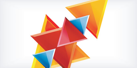 Abstract background - colorful triangles with 3d effect. Vector Illustration For Wallpaper, Banner, Background, Card, Book Illustration, landing page
