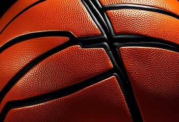 Obraz premium intricate close basketball material highlighting craftsmanship high definition, leather, texture, surface, design, grip, rubber, color, stitch, seam