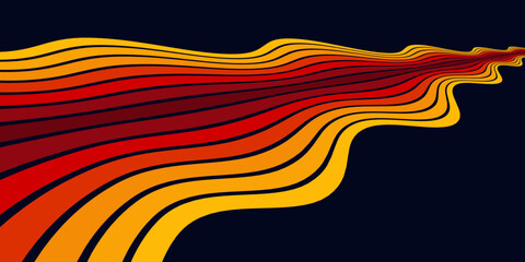 Abstract background of rainbow groovy Wavy Line design in 1970s Hippie Retro style. Vector pattern ready to use for cloth, textile, wrap and other.