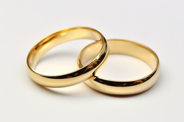 Wedding gold rings isolated on white.