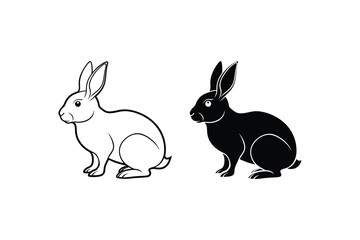 Rabbit animals silhouette vector illustration