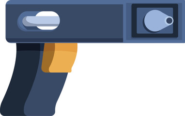 Futuristic weapon with a handle and a barrel, shooting energy beams, depicted in cartoon style