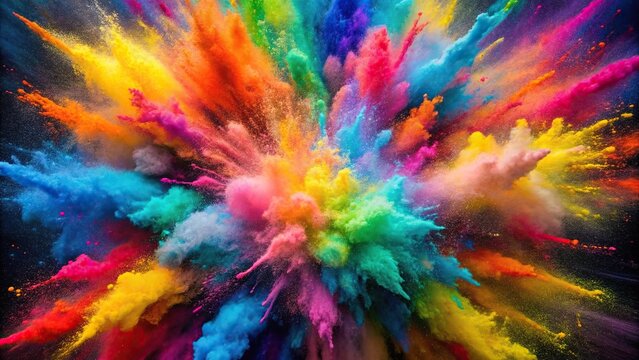A vibrant aerial abstract background of colorful powder explosion