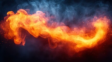 Swirling flames and smoke combine in an intense and colorful visual display