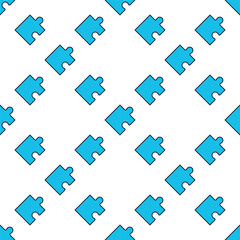 One Blue Puzzle Piece vector Jigsaw Puzzles colored seamless pattern