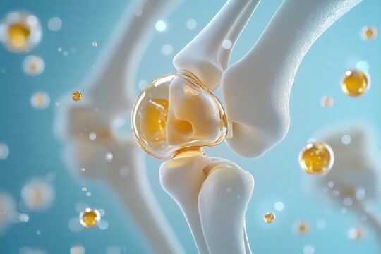 Anatomical illustration of a healthy joint and bone structure, emphasizing joint flexibility, cartilage, and orthopedic care for maintaining human skeletal health., Generative Ai