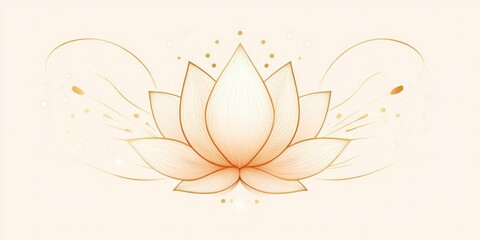 logo art of a lotus flower with golden lines around it against light beige background