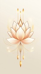 logo art of a lotus flower with golden lines around it against light beige background