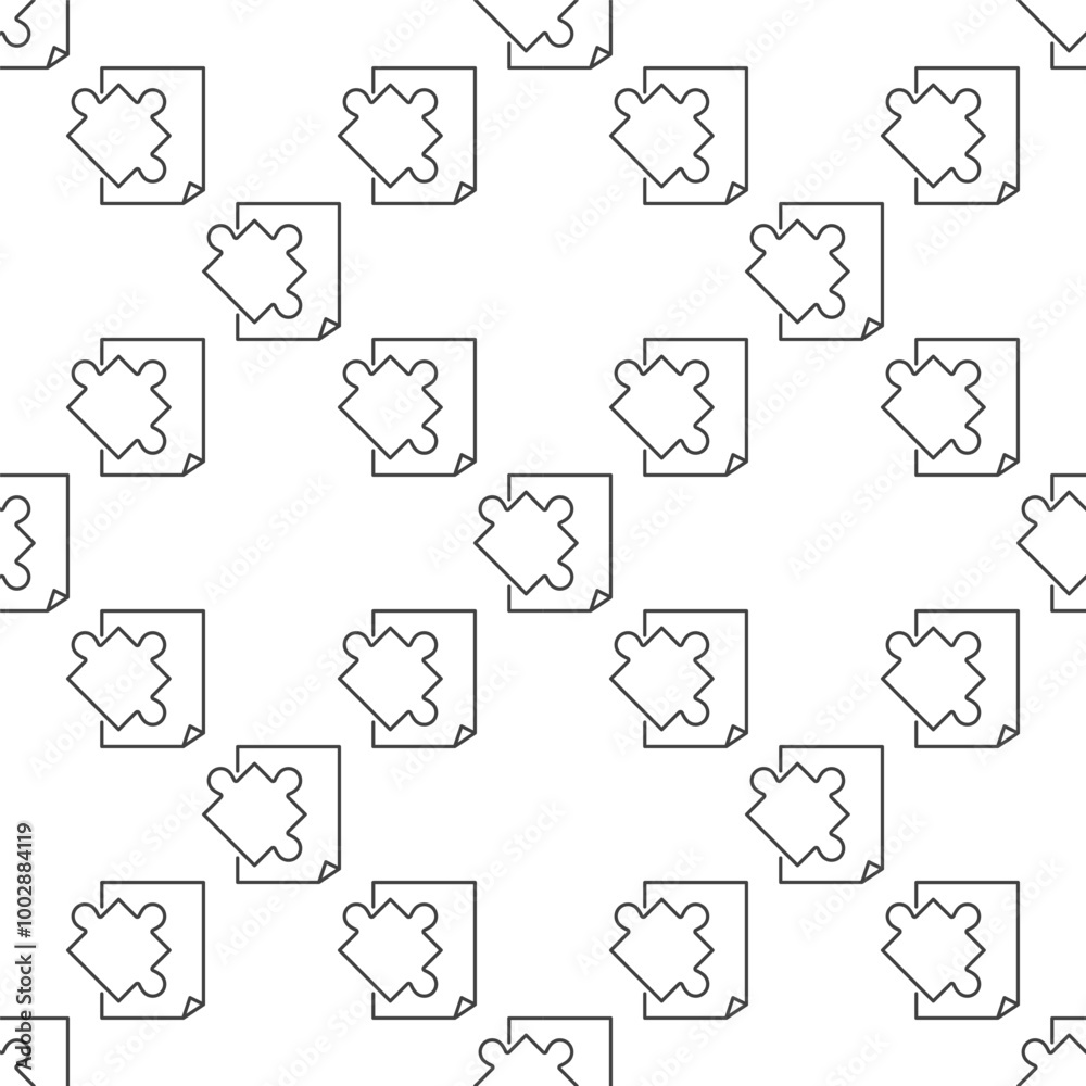 Poster paper and puzzle vector jigsaw puzzles seamless pattern in thin line style