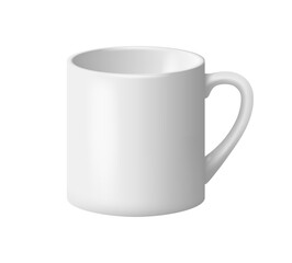 Coffee cup of squared shape, isolated pot with handle for drinking warm beverage. Vector realistic mug for tea or water, minimalist mockup beverageware for restaurant or cafe shops