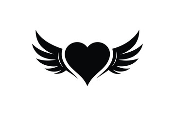 Heart love with wings icon