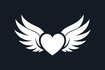 Heart love with wings icon