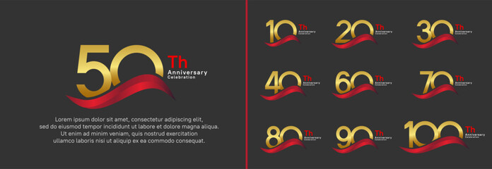 anniversary logotype set. vector design golden color number can be use for special moment