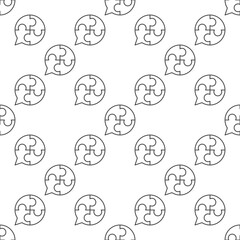 Speech Bubble with Jigsaw Puzzle vector linear seamless pattern