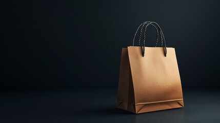 A brown paper bag is sitting on a dark background
