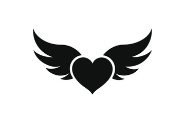 Heart love with wings icon
