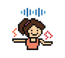 Obraz premium Cute cartoon pixel character cute woman exercises training dance lifestyle music decoration life style 8 bit female girl dance with music game fitness isolated PNG vector.