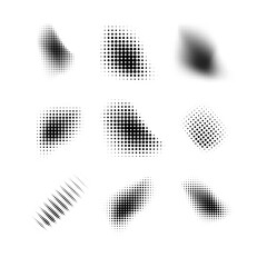 Dotted halftone waves. Abstract shapes, wave effect dotted gradient. Halftone graphic dots waves. Wave dotted halftone. Vector