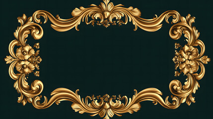  Ornate Vintage Gold Frame with Dark Green Background