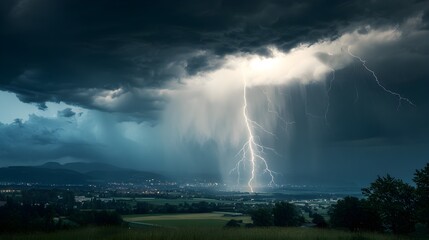 Summer storm with heavy rain