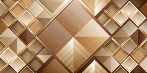 Fototapeta premium Abstract and modern background with brown cream geometric shapes in reflection