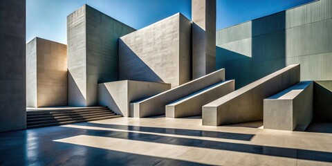 Fototapeta premium Abstract architectural forms and shadows at a tilted angle