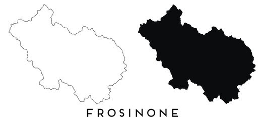 Frosinone map outline and black silhouette vector