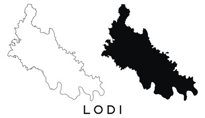 Lodi map outline and black silhouette vector