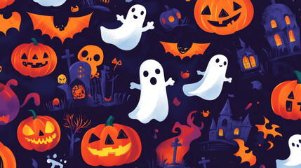 Cute Halloween designs! This collection features ghosts, pumpkins, bats, candy, cats, skulls, spiders, graves, and a castle. Perfect for making decorations or printing on fun items.