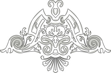 Vector sketch illustration silhouette design ornate ornament profile classic vintage ethnic european traditional 