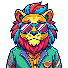 Fototapeta premium Colorful artwork of a funny lion 